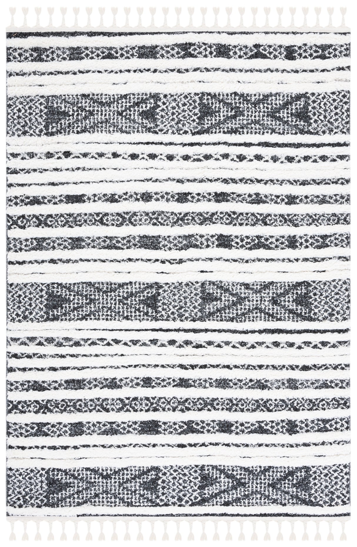 Safavieh Moroccan Tassel Shag Mts632Z Black/Ivory Rug.
