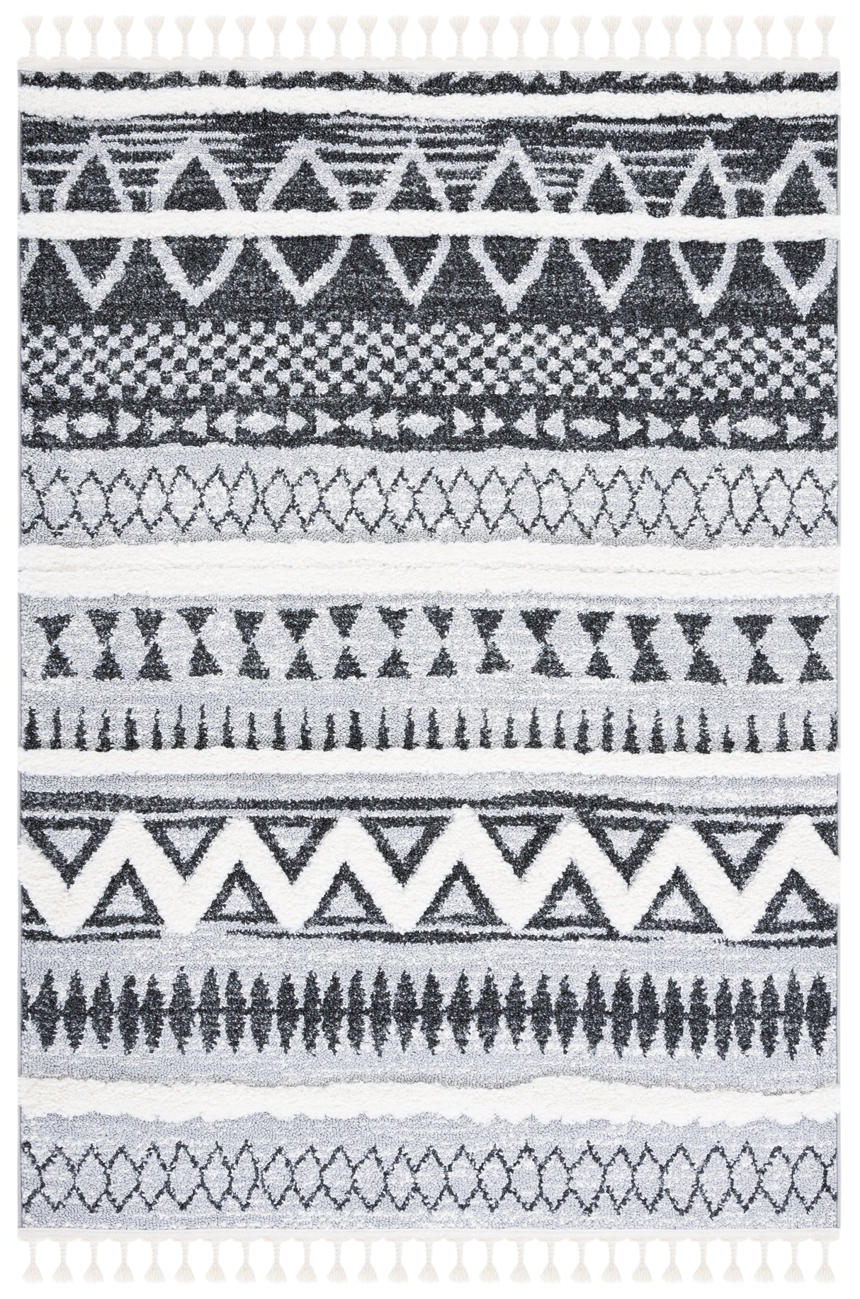 Safavieh Moroccan Tassel Shag Mts634F Grey/Black Rug.