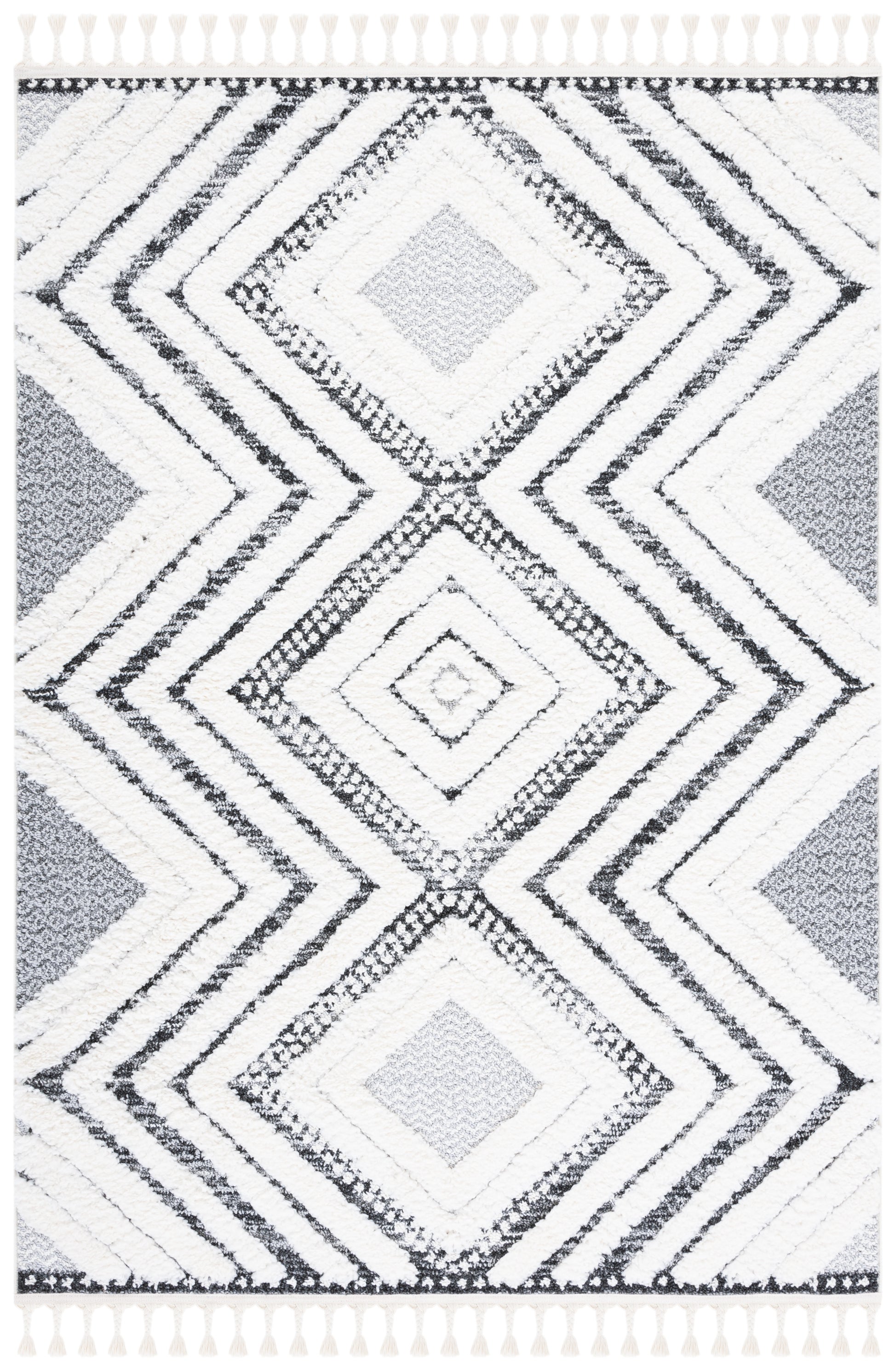 Safavieh Moroccan Tassel Shag Mts636A Ivory/Grey Area Rug