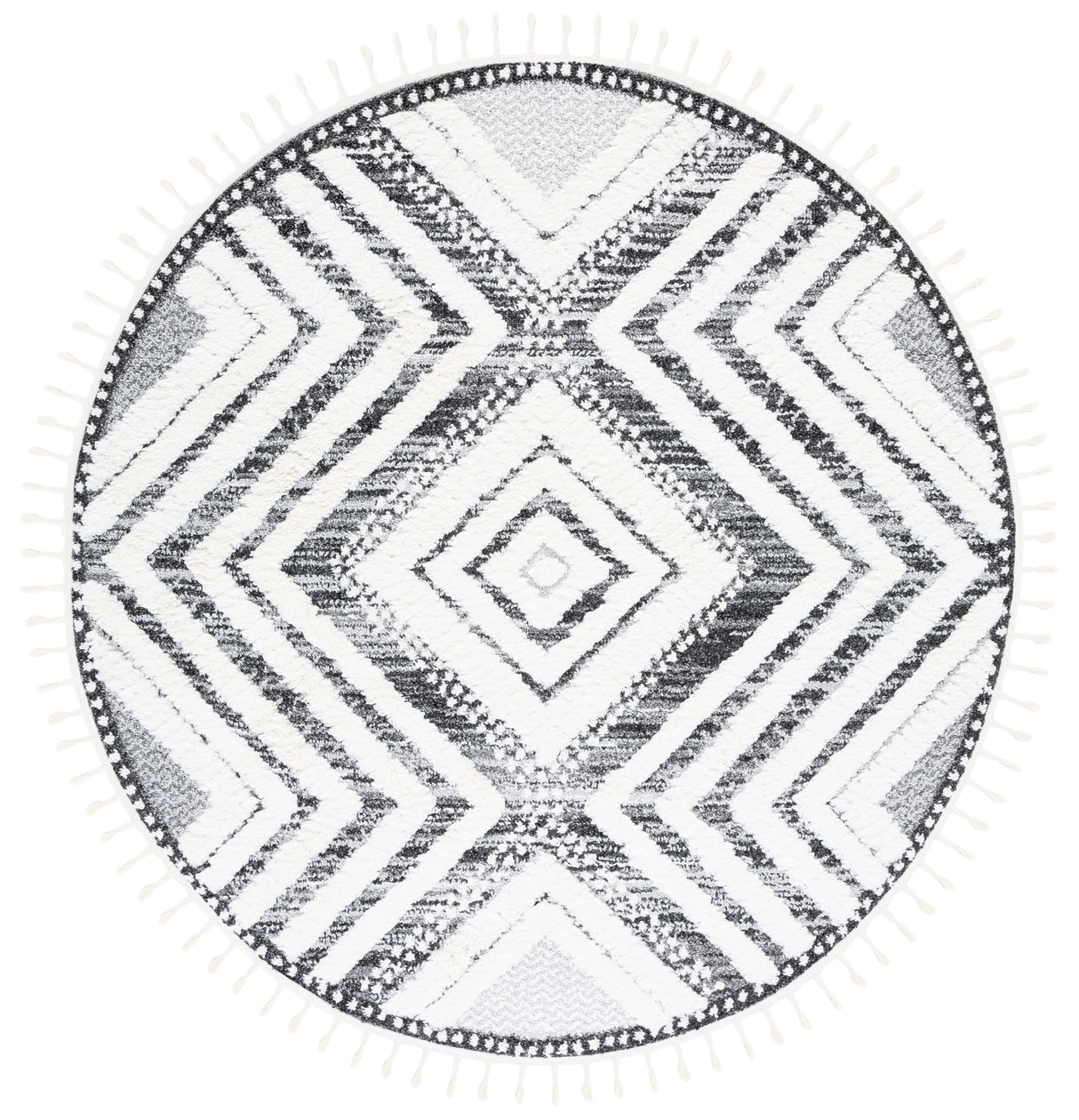 Safavieh Moroccan Tassel Shag Mts636A Ivory/Grey Rug.