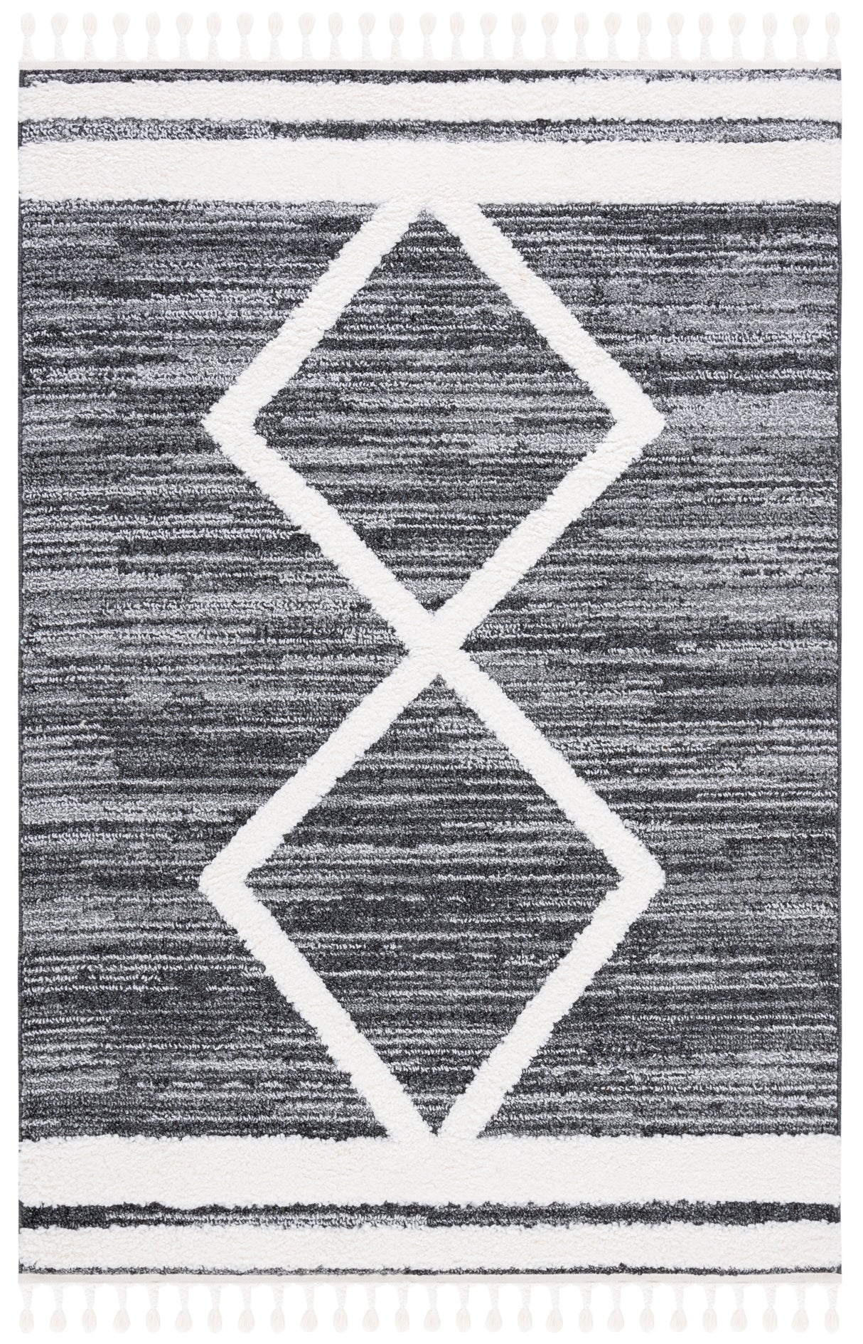 Safavieh Moroccan Tassel Shag Mts650Z Black/Ivory Rug.