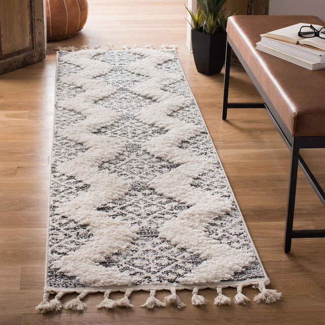 Safavieh Moroccan Tassel Shag Mts652F Ivory/Grey Area Rug