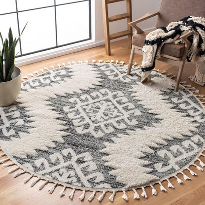 Safavieh Moroccan Tassel Shag Mts652F Ivory/Grey Area Rug