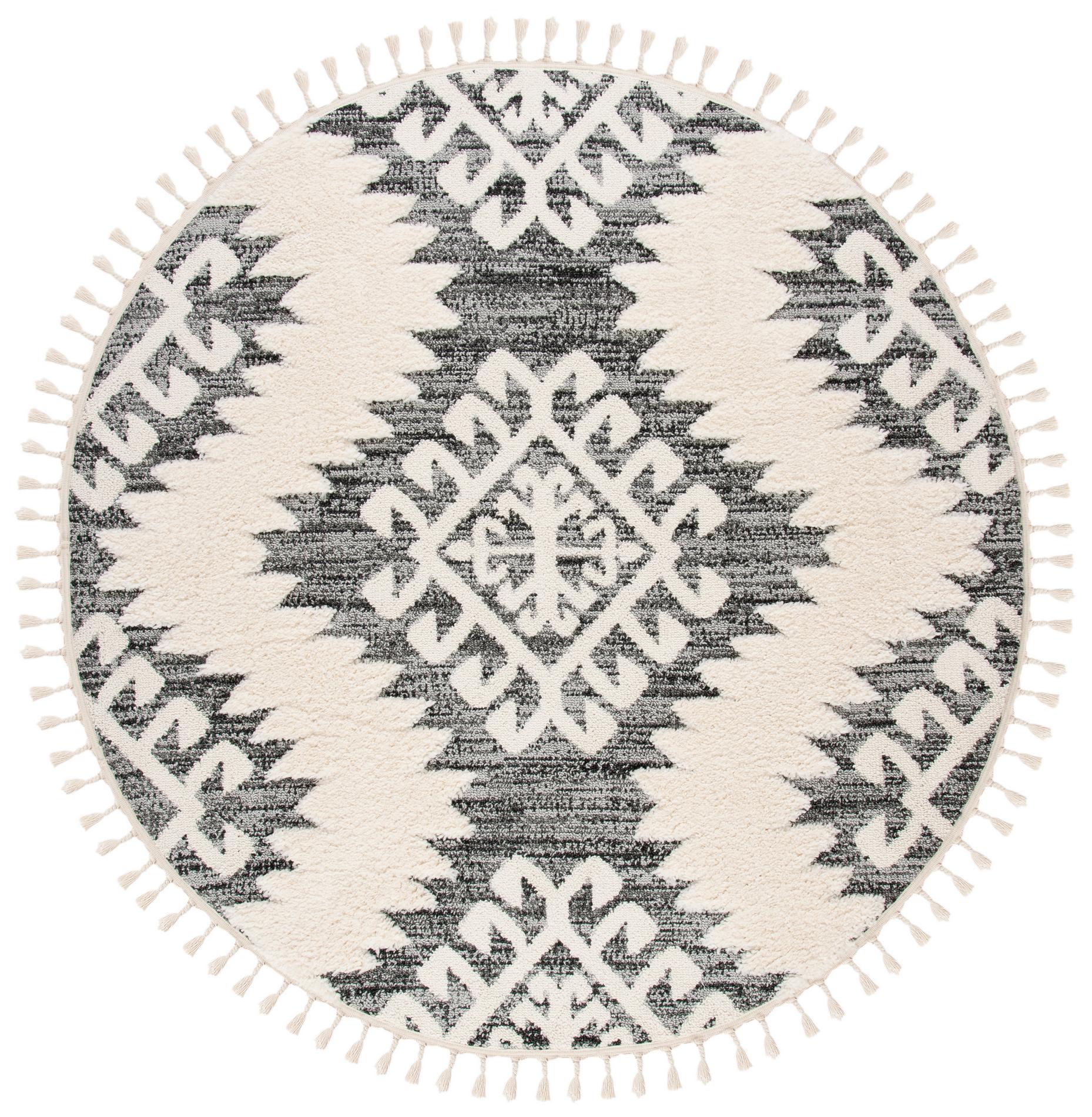 Safavieh Moroccan Tassel Shag Mts652F Ivory/Grey Area Rug