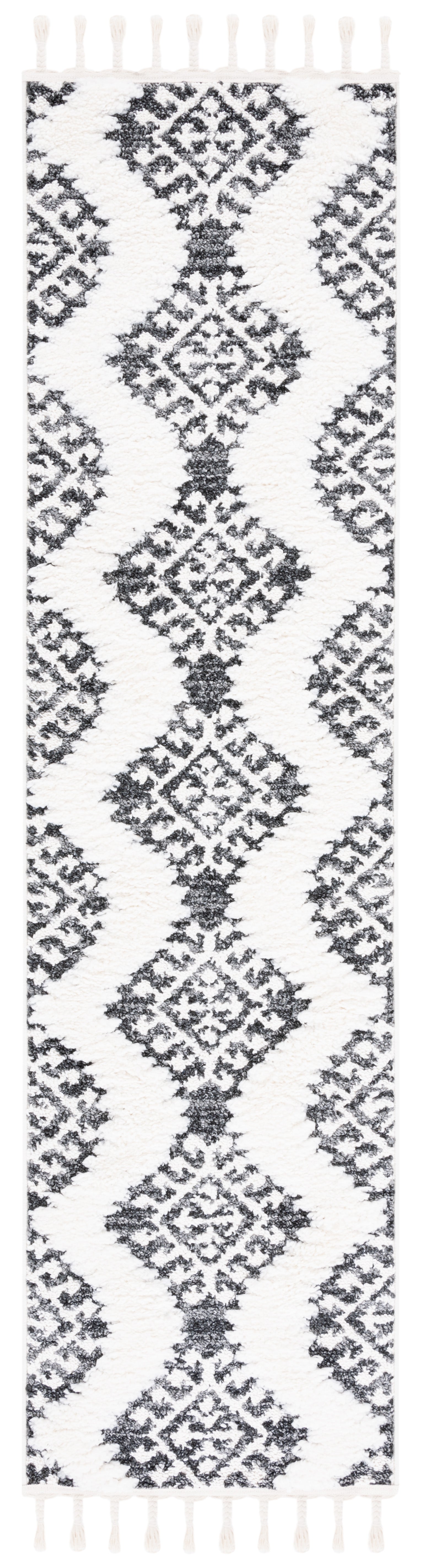 Safavieh Moroccan Tassel Shag Mts652H Dark Grey/Ivory Area Rug