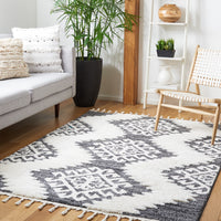 Safavieh Moroccan Tassel Shag Mts652H Dark Grey/Ivory Area Rug