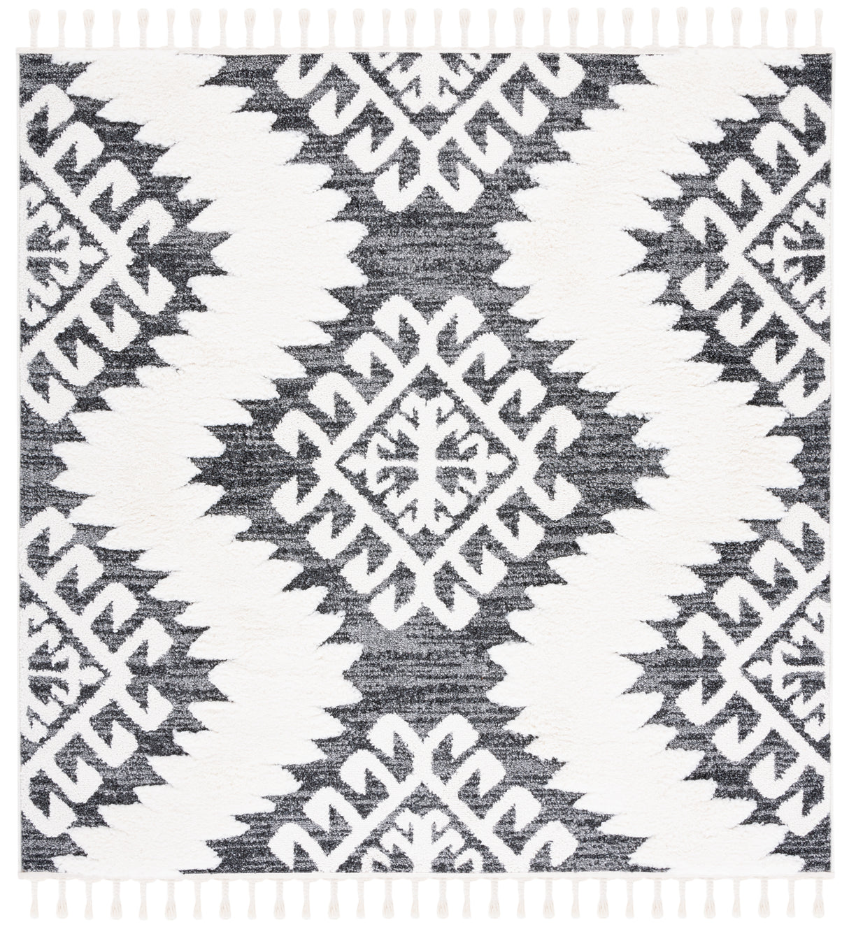 Safavieh Moroccan Tassel Shag Mts652H Dark Grey/Ivory Rugs.
