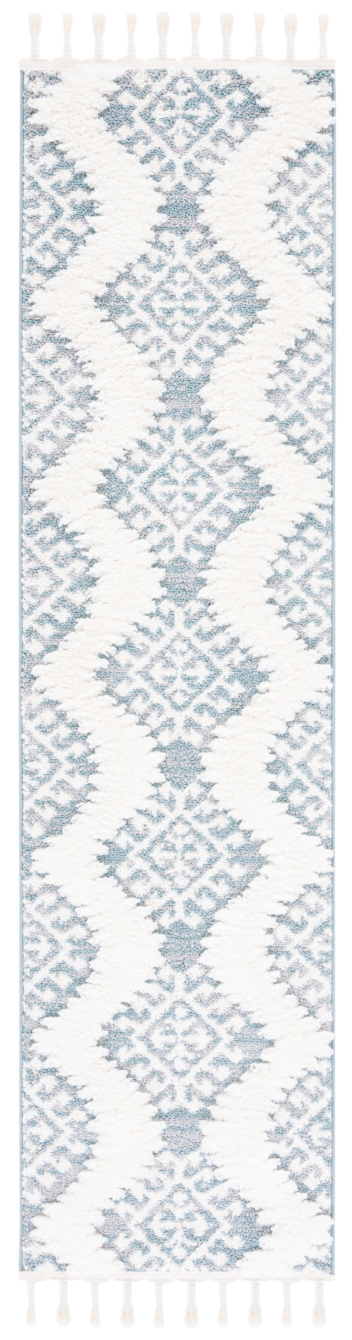 Safavieh Moroccan Tassel Shag Mts652K Teal/Ivory Rugs.