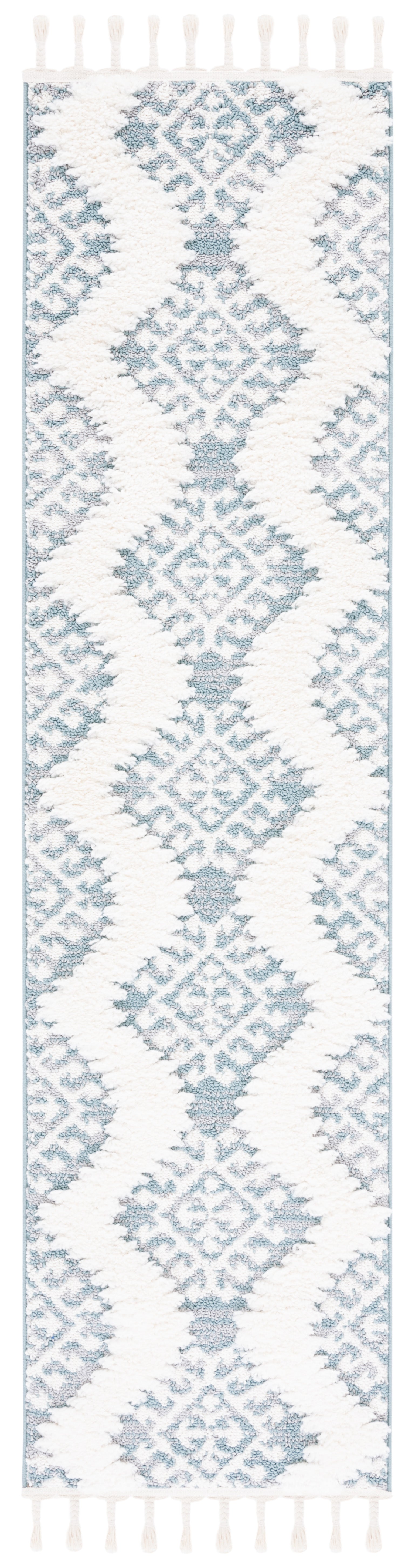 Safavieh Moroccan Tassel Shag Mts652K Teal/Ivory Area Rug