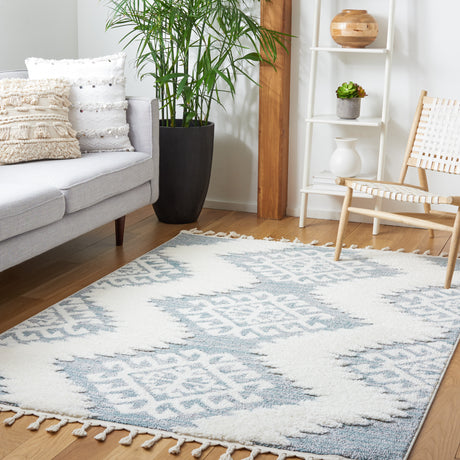 Safavieh Moroccan Tassel Shag Mts652K Teal/Ivory Area Rug