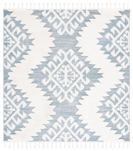 Safavieh Moroccan Tassel Shag Mts652K Teal/Ivory Area Rug