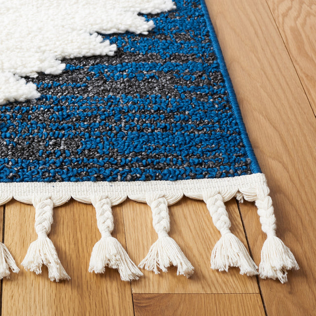 Safavieh Moroccan Tassel Shag Mts652N Navy/Ivory Rugs.