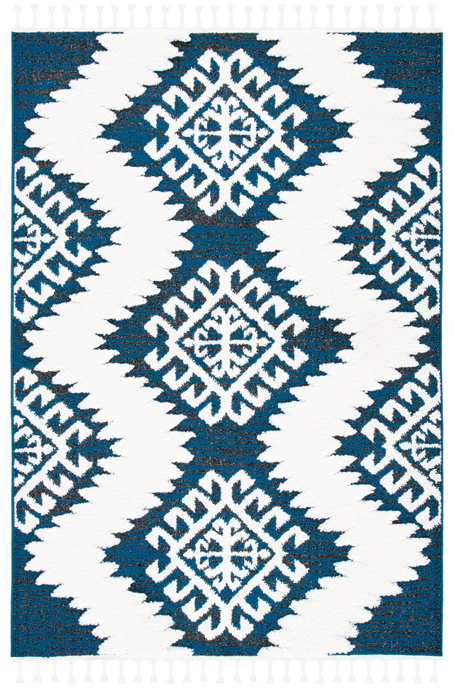 Safavieh Moroccan Tassel Shag Mts652N Navy/Ivory Rugs.