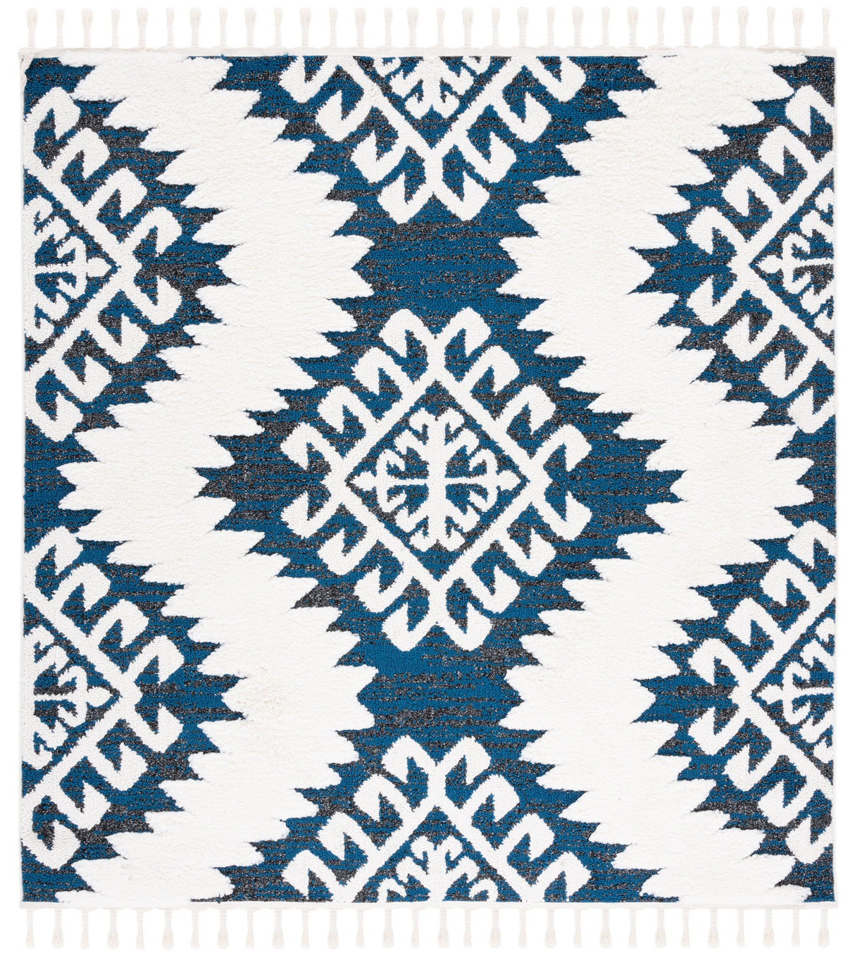 Safavieh Moroccan Tassel Shag Mts652N Navy/Ivory Rugs.