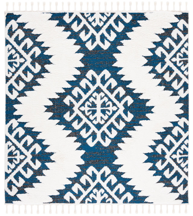 Safavieh Moroccan Tassel Shag Mts652N Navy/Ivory Rugs.