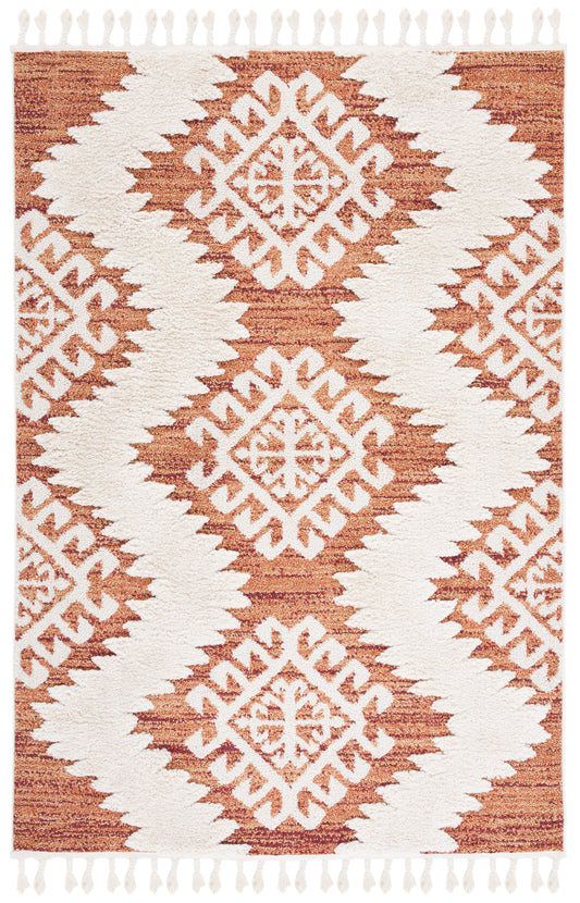 Safavieh Moroccan Tassel Shag Mts652P Orange/Ivory Area Rug