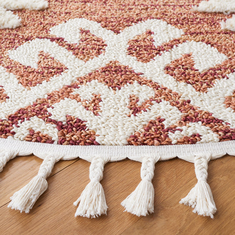 Safavieh Moroccan Tassel Shag Mts652P Orange/Ivory Rug.