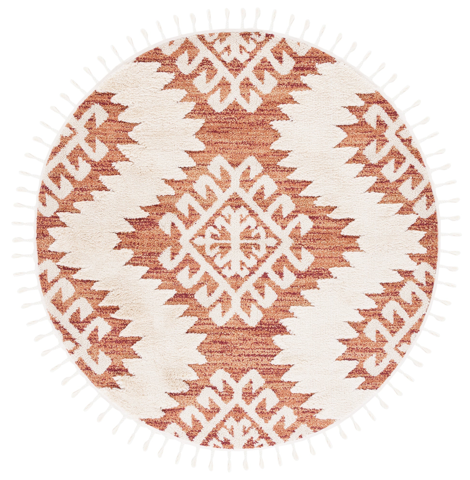 Safavieh Moroccan Tassel Shag Mts652P Orange/Ivory Area Rug