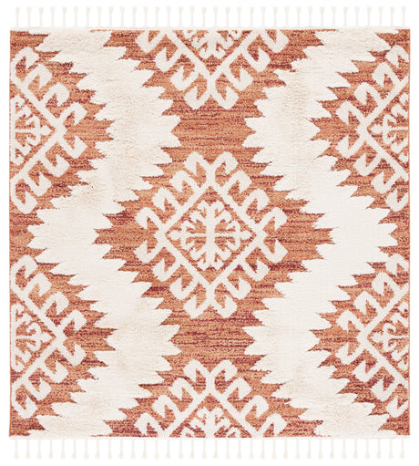 Safavieh Moroccan Tassel Shag Mts652P Orange/Ivory Rug.