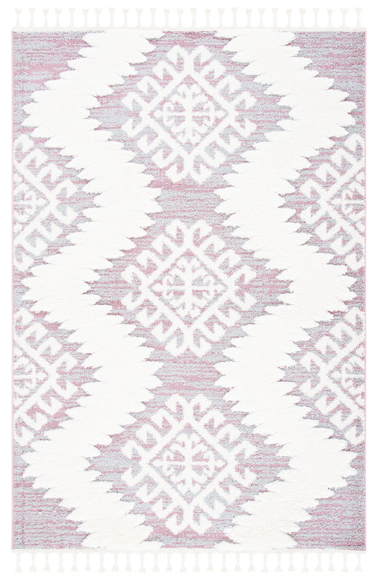 Safavieh Moroccan Tassel Shag Mts652U Pink/Ivory Area Rug