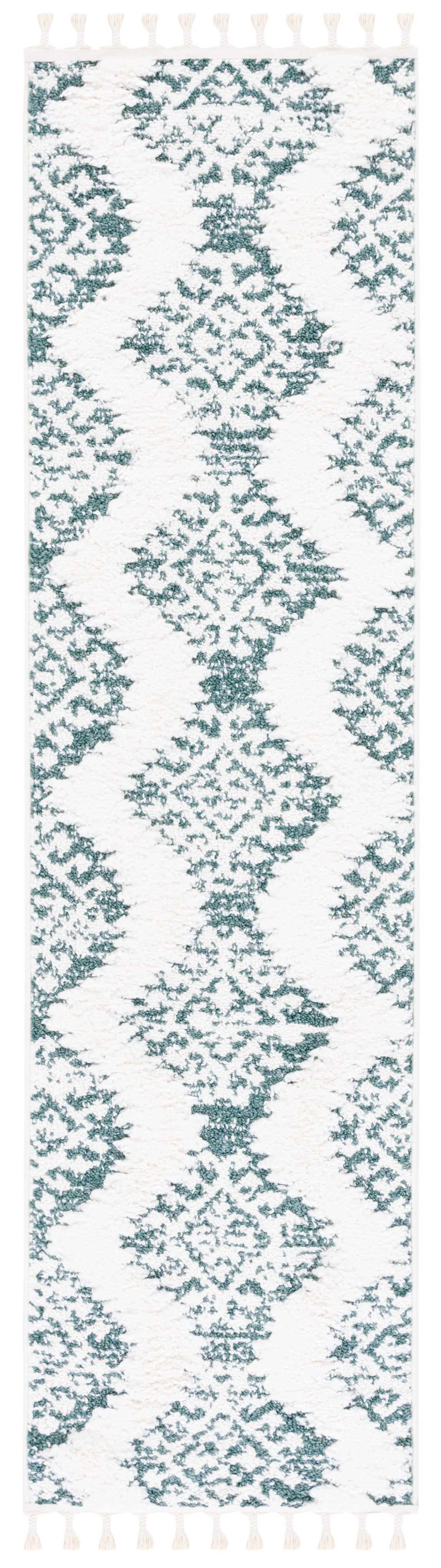 Safavieh Moroccan Tassel Shag Mts652Y Green/Ivory Rug.