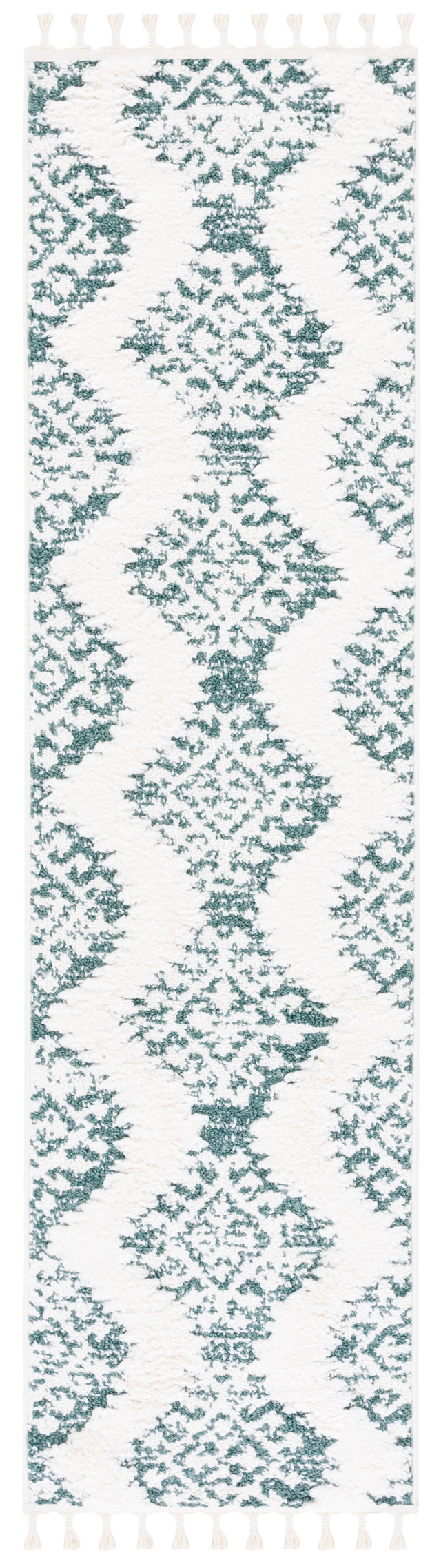 Safavieh Moroccan Tassel Shag Mts652Y Green/Ivory Rug.