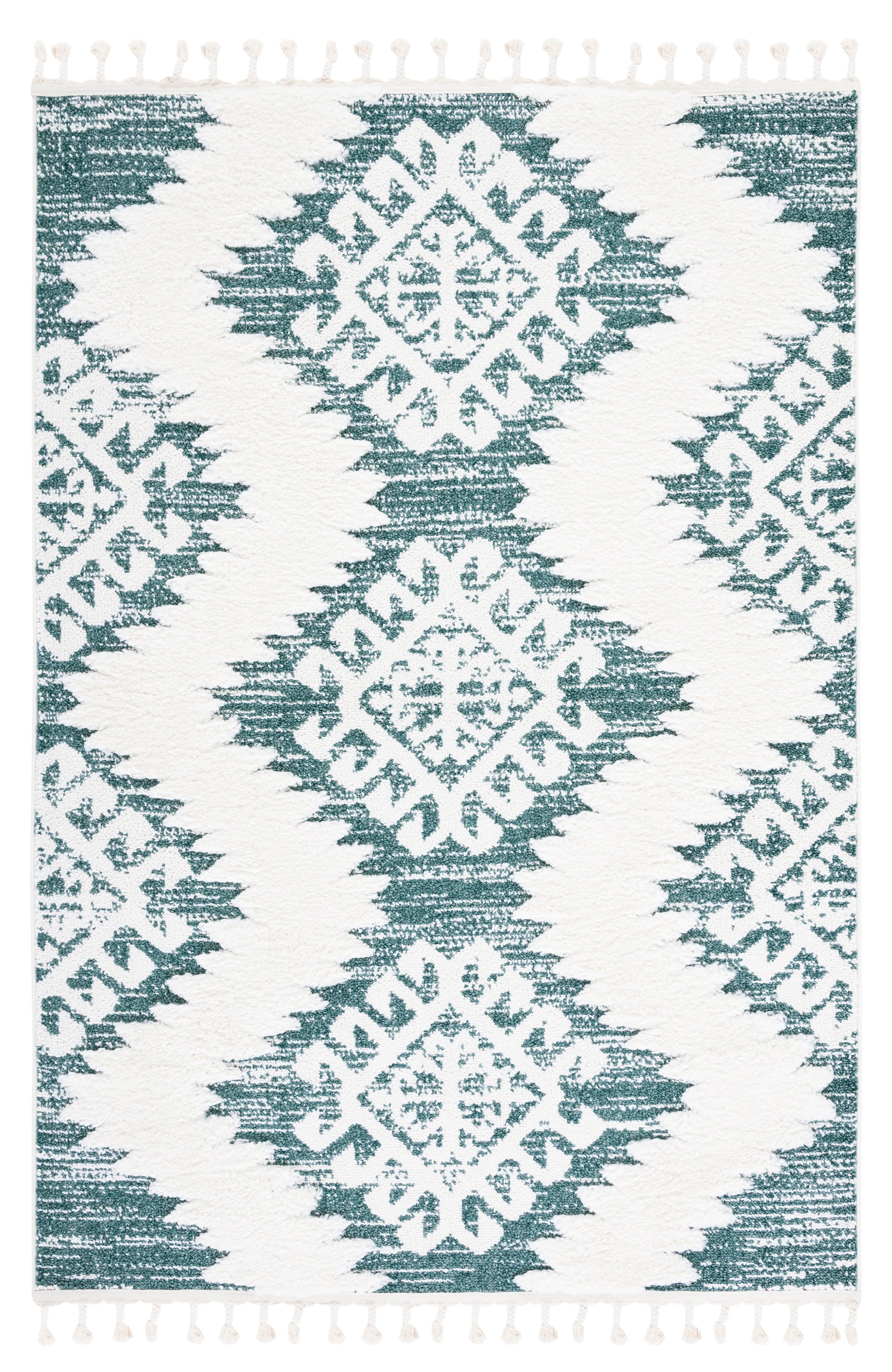 Safavieh Moroccan Tassel Shag Mts652Y Green/Ivory Area Rug