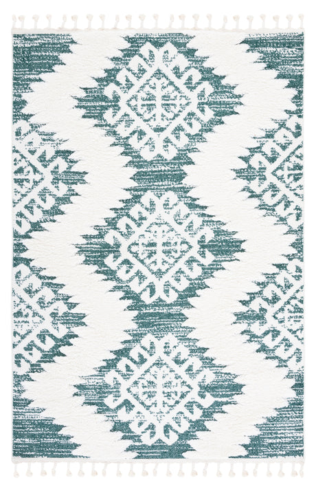 Safavieh Moroccan Tassel Shag Mts652Y Green/Ivory Rug.