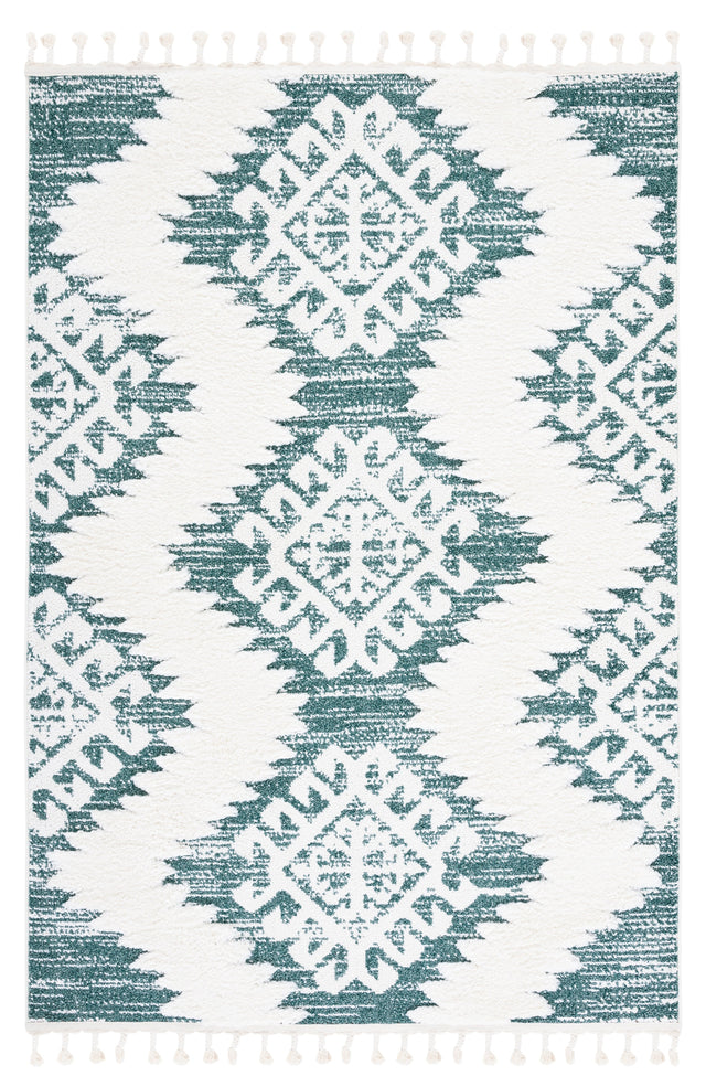 Safavieh Moroccan Tassel Shag Mts652Y Green/Ivory Rug.