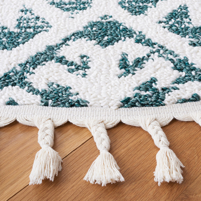Safavieh Moroccan Tassel Shag Mts652Y Green/Ivory Rug.