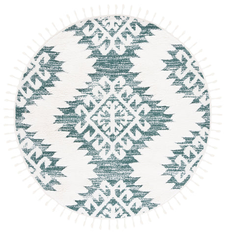 Safavieh Moroccan Tassel Shag Mts652Y Green/Ivory Rug.