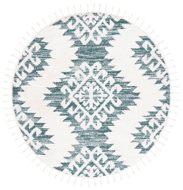Safavieh Moroccan Tassel Shag Mts652Y Green/Ivory Rug.