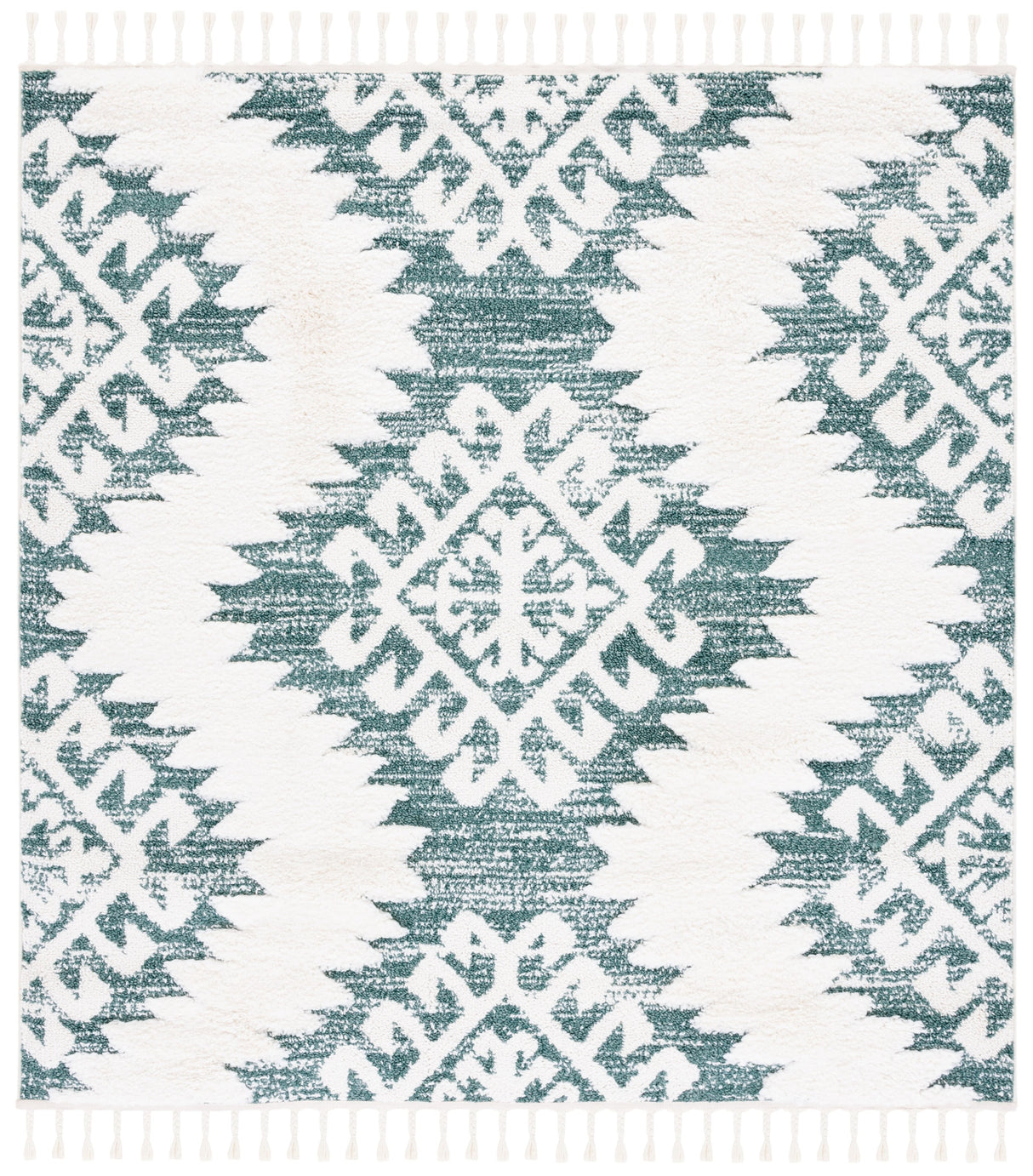 Safavieh Moroccan Tassel Shag Mts652Y Green/Ivory Rug.