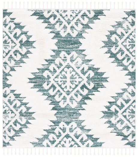 Safavieh Moroccan Tassel Shag Mts652Y Green/Ivory Rug.