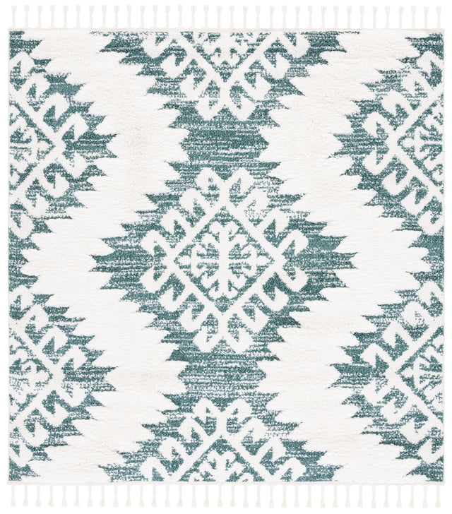 Safavieh Moroccan Tassel Shag Mts652Y Green/Ivory Rug.