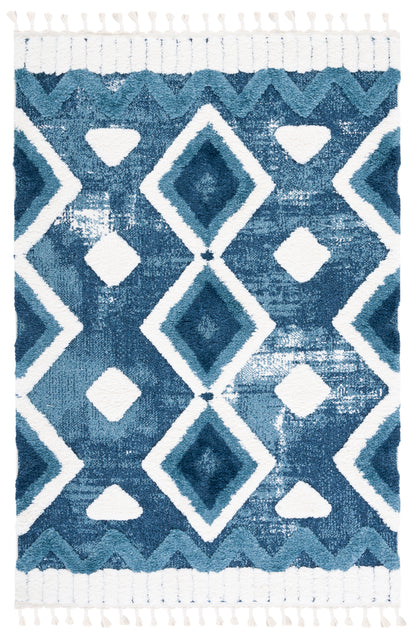 Safavieh Moroccan Tassel Shag Mts656M Blue/Ivory Area Rug