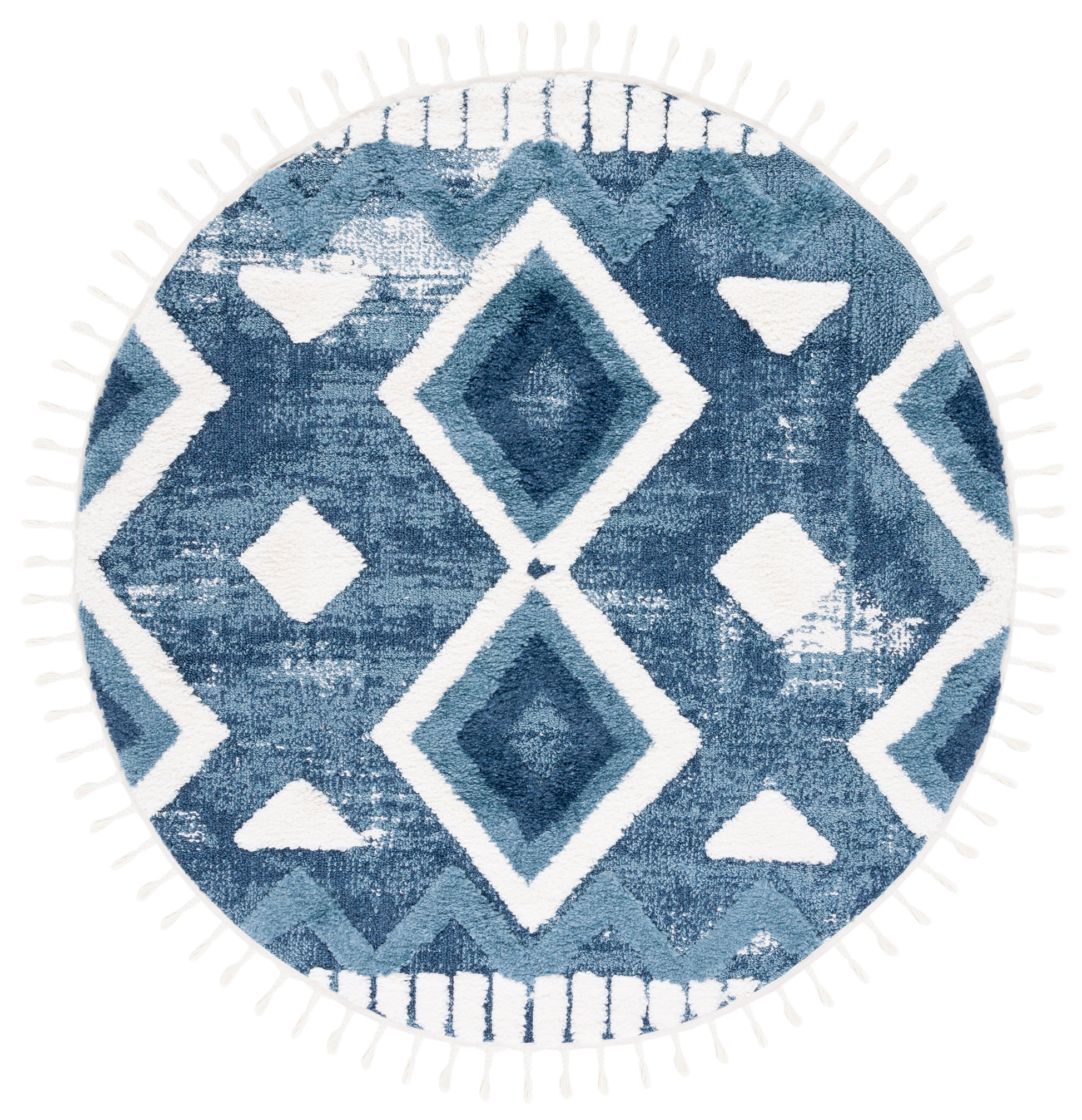 Safavieh Moroccan Tassel Shag Mts656M Blue/Ivory Area Rug