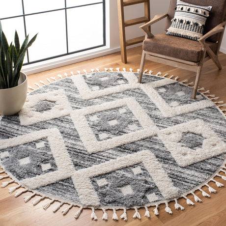 Safavieh Moroccan Tassel Shag Mts664G Grey/Ivory Area Rug