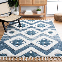 Safavieh Moroccan Tassel Shag Mts664M Blue/Ivory Area Rug