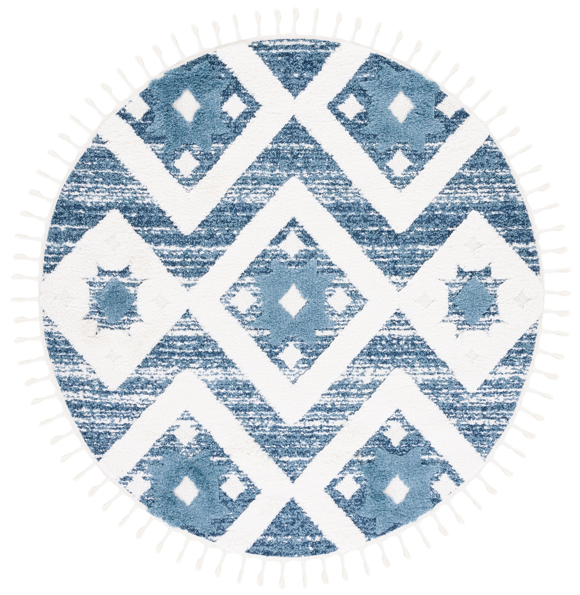 Safavieh Moroccan Tassel Shag Mts664M Blue/Ivory Area Rug