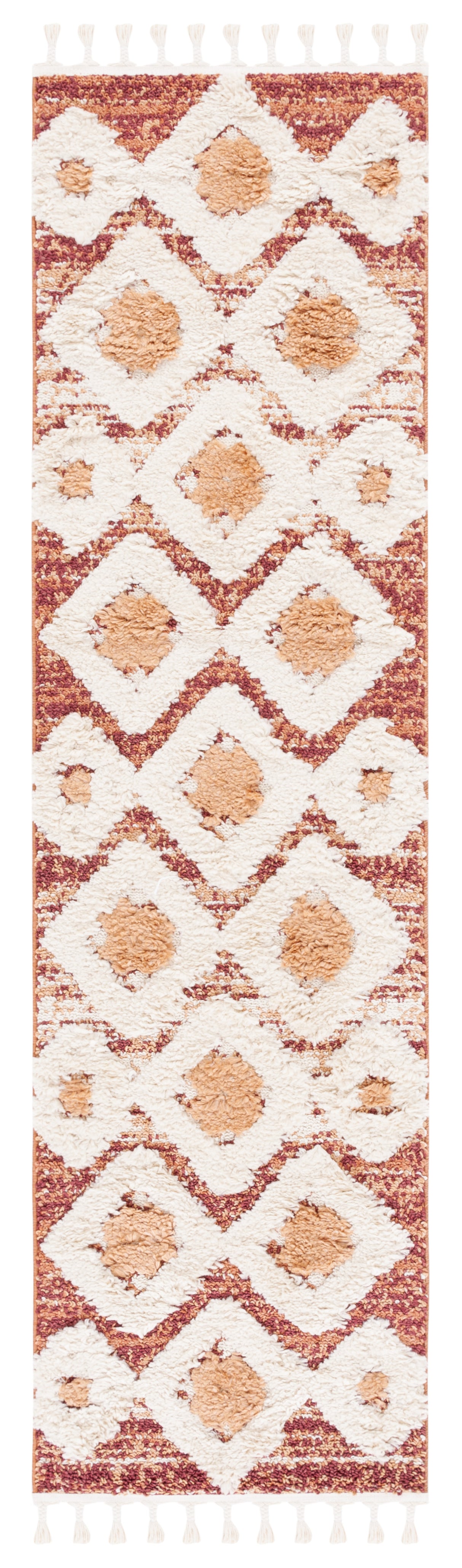 Safavieh Moroccan Tassel Shag Mts664P Rust/Ivory Rug.