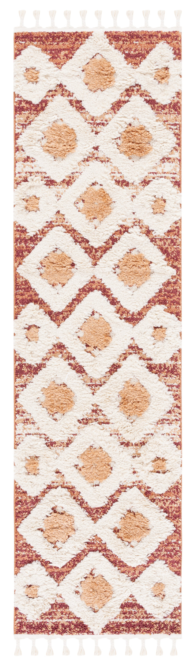 Safavieh Moroccan Tassel Shag Mts664P Rust/Ivory Rug.