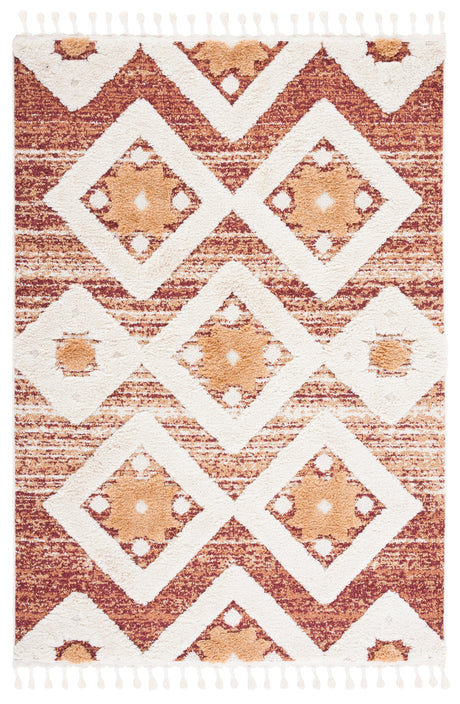 Safavieh Moroccan Tassel Shag Mts664P Rust/Ivory Rug.
