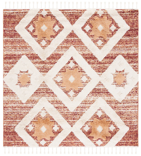 Safavieh Moroccan Tassel Shag Mts664P Rust/Ivory Rug.