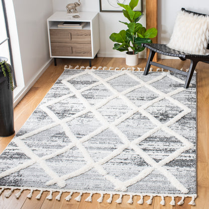 Safavieh Moroccan Tassel Shag Mts674F Grey/Ivory Area Rug