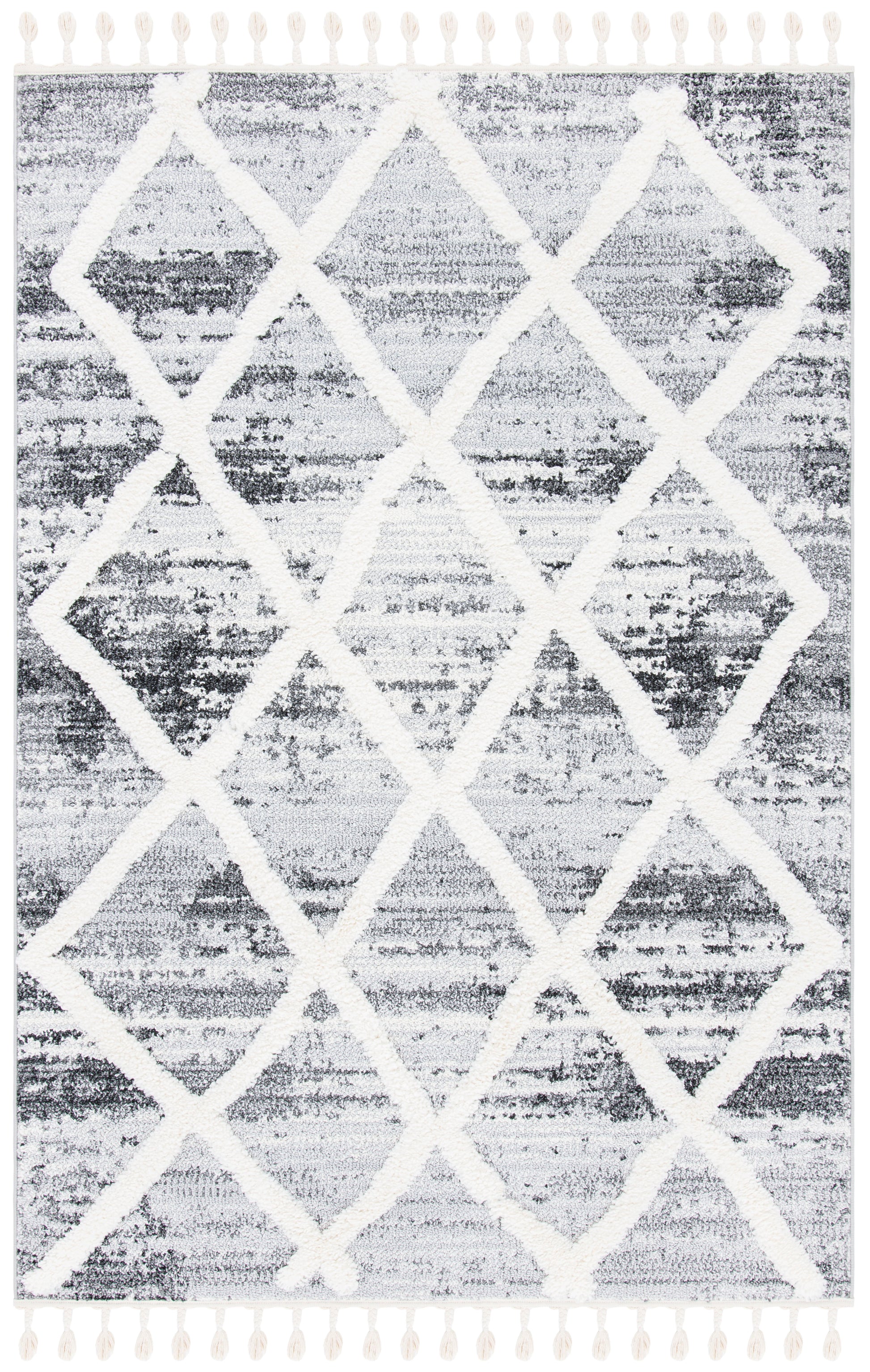 Safavieh Moroccan Tassel Shag Mts674F Grey/Ivory Area Rug