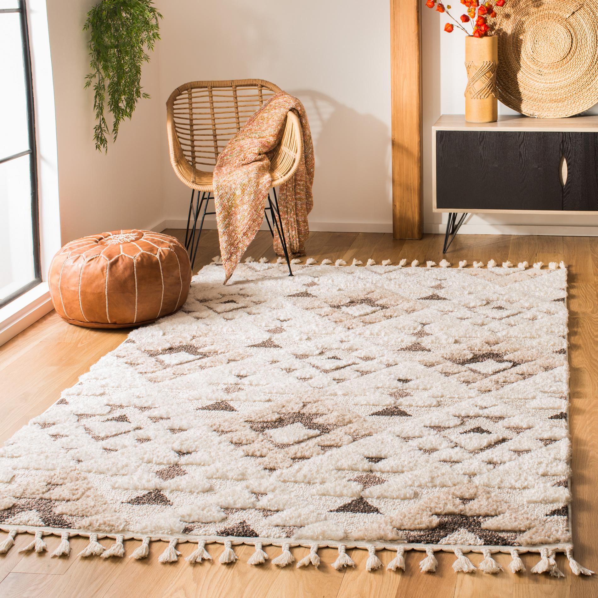 Safavieh Moroccan Tassel Shag Mts688A Ivory/Brown Area Rug