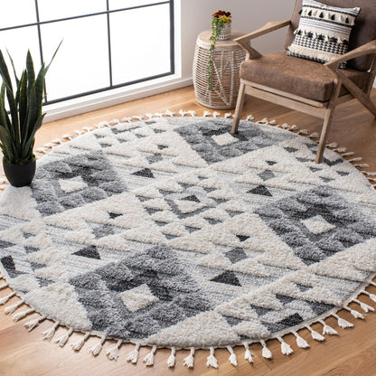 Safavieh Moroccan Tassel Shag Mts688F Ivory/Grey Area Rug