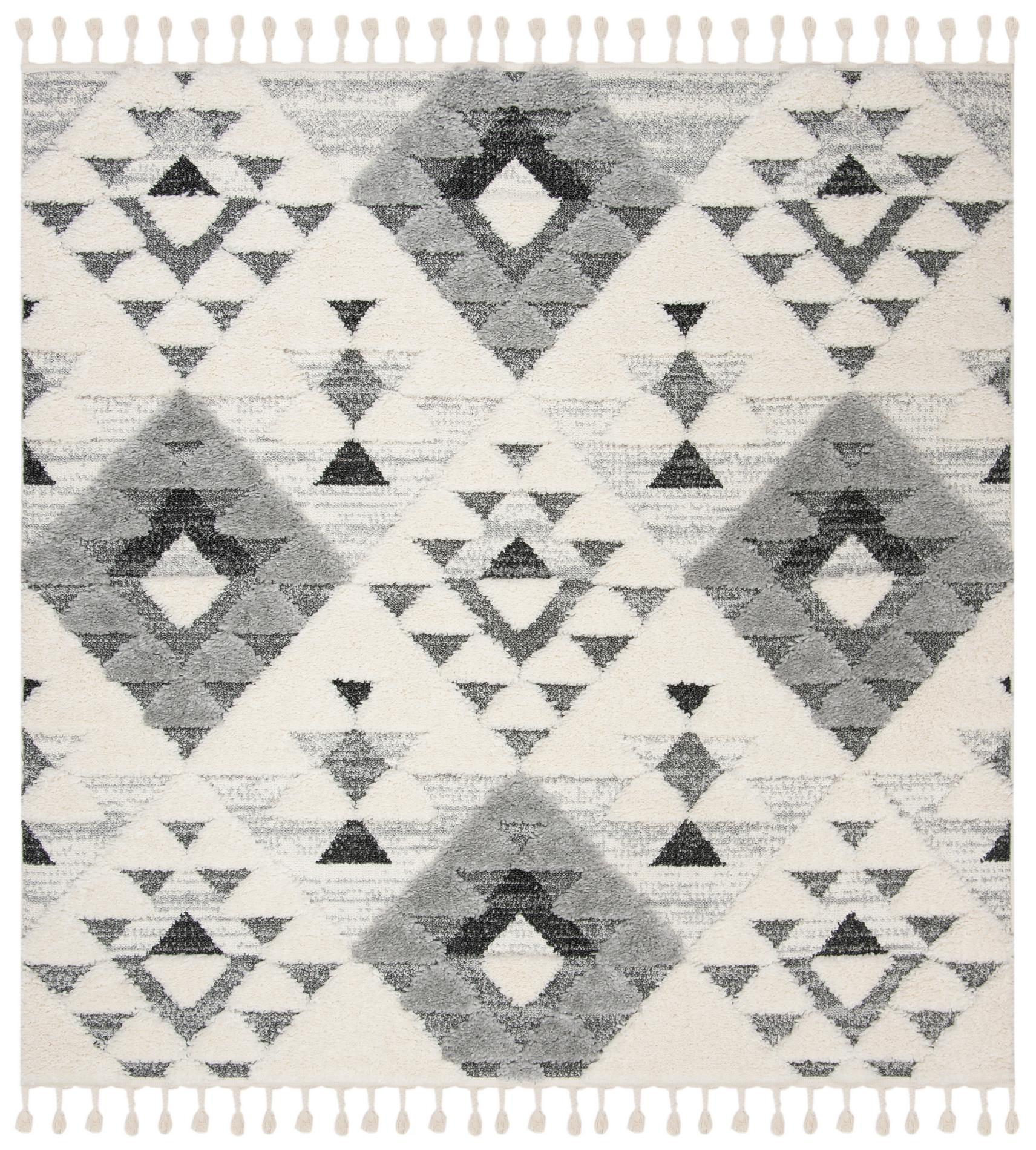 Safavieh Moroccan Tassel Shag Mts688F Ivory/Grey Area Rug