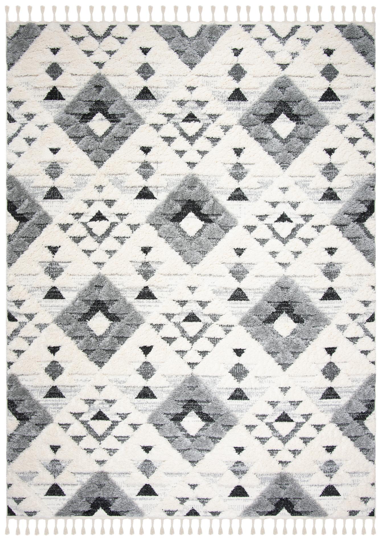 Safavieh Moroccan Tassel Shag Mts688F Ivory/Grey Area Rug